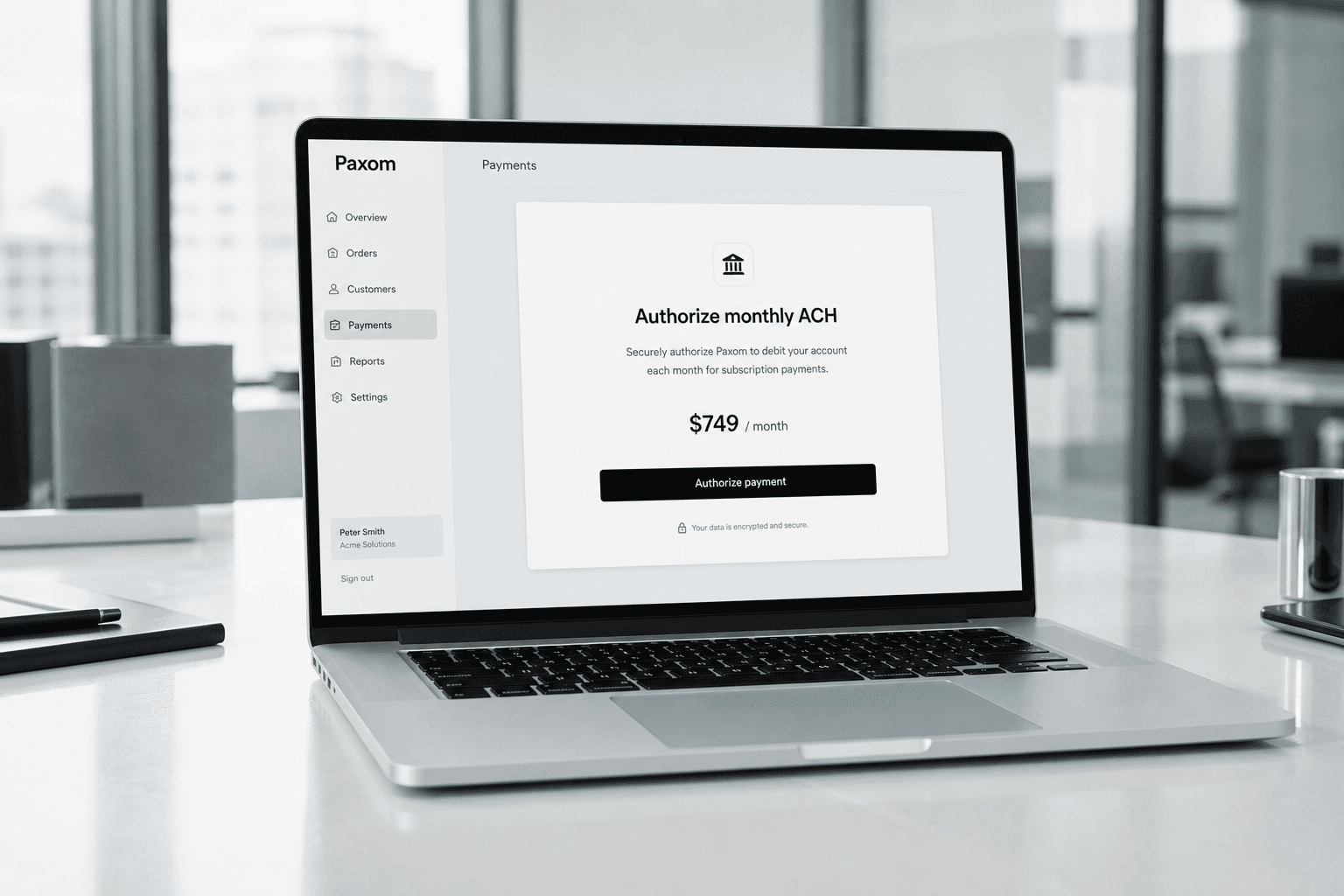 Paxom billing authorization page
